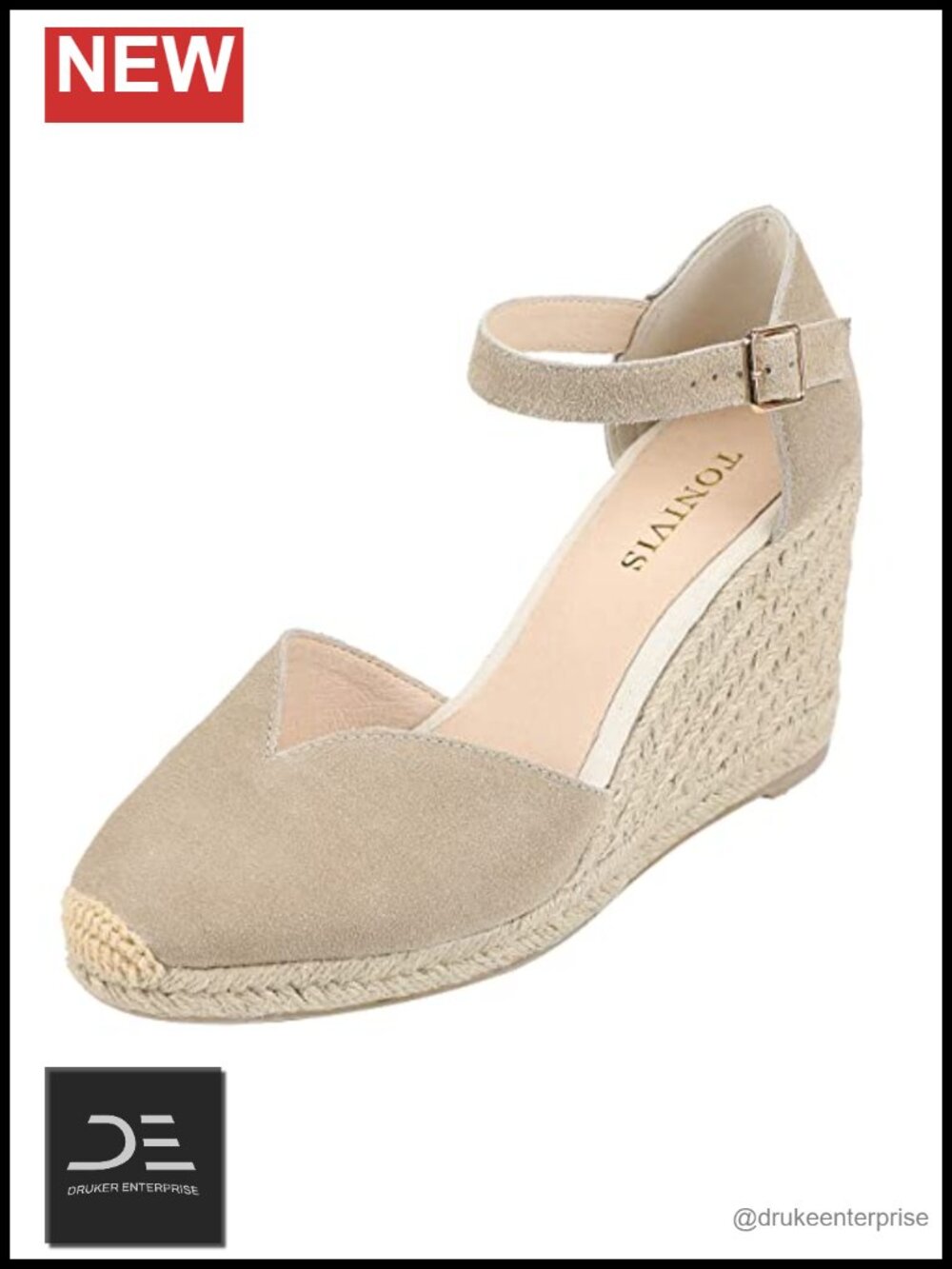 Women's Closed Toe Espadrille Wedge Sandals with Ankle Strap - Size US
